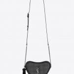 Saint Laurent Black Leather and Eyelets Monogram Heart Cross Body Bag