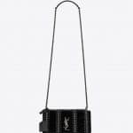 Saint Laurent Black Leather/Suede with Studs Sunset Medium Bag