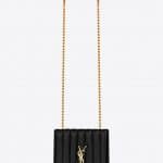 Saint Laurent Black Matelassé Vicky Small Chain Bag