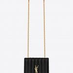 Saint Laurent Black Matelassé Vicky Small Chain Bag