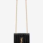 Saint Laurent Black Patent Matelassé Vicky Medium Chain Bag