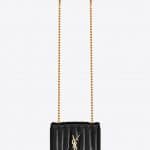 Saint Laurent Black Patent Matelassé Vicky Small Chain Bag