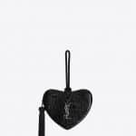 Saint Laurent Black Stamped Crocodile Patent Monogram Cœur Clutch Bag