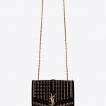 Saint Laurent Black Suede All Over Studs Sulpice Medium Bag