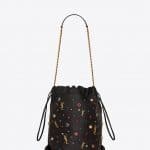 Saint Laurent Black/Gold Leather and Cabochons Teddy Bucket Bag