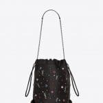 Saint Laurent Black/Silver Leather and Cabochons Teddy Bucket Bag