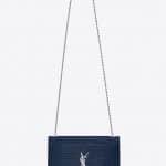 Saint Laurent Blue Embossed Crocodile Shiny Kate Medium with Tassel Bag