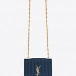 Saint Laurent Blue Matelassé Vicky Medium Chain Bag