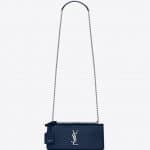 Saint Laurent Blue Stamped Crocodile Shiny Sunset Medium Bag