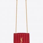 Saint Laurent Red Matelassé Vicky Medium Chain Bag