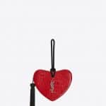 Saint Laurent Red Stamped Crocodile Patent Monogram Cœur Clutch Bag