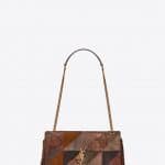 Saint Laurent Wood Leather/Suede/Python Patchwork Jamie Medium Bag