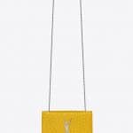Saint Laurent Yellow Stamped Ostrich Shiny Kate Small Bag
