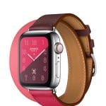 Apple Watch Hermès Series 4 Bordeaux:Rose Extrême:Rose Azalée Swift Leather Double Tour