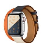 Apple Watch Hermès Series 4 Indigo:Craie:Orange Swift Leather Double Tour