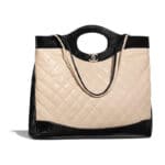 Chanel Beige:Black Aged Calfskin Chanel 31 Large Shopping Bag