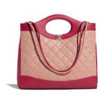 Chanel Beige/Red Lambskin Chanel 31 Medium Shopping Bag