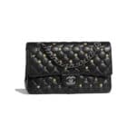 Chanel Black 18K Charms Classic Flap Medium Bag