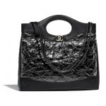 Chanel Black Crumpled Calfskin Chanel 31 Medium Shopping Bag
