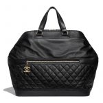 Chanel Black Grained Calfskin Bowling Bag