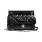 Chanel Black Lambskin:Python Flap Bag