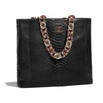 Chanel Black Python:Lambskin:Strass:Resin Large Shopping Bag