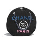 Chanel Black Shearling Deauville Medium Round Shopping Bag