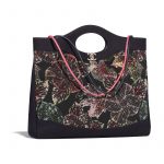 Chanel Black:Ecru:Red:Green Calfskin:Silk:Cotton Printed Chanel 31 Large Shopping Bag
