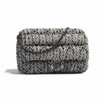 Chanel Black:Silver:Ecru Tweed Flap Bag