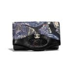 Chanel Blue:Black Patent Calfskin:Python Printed Chanel 31 Clutch Bag