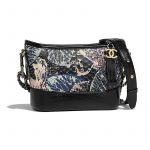 Chanel Blue:Black Python Printed Gabrielle Small Hobo Bag