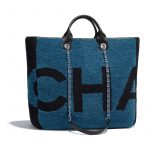 Chanel Blue:Black Shearling Maxi Chanel Large Shopping Bag