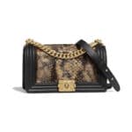 Chanel Bronze:Black Python Boy Chanel Old Medium Flap Bag