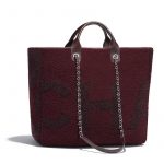 Chanel Burgundy:Brown Shearling Maxi Chanel Large Shopping Bag