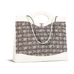 Chanel Gray:Beige:Brown:White Calfskin:Tweed Printed Chanel 31 Large Shopping Bag