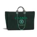 Chanel Green Shearling Deauville Maxi Shopping Bag