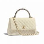 Chanel Ivory Grained Calfskin:Elaphe Small Coco Handle Bag