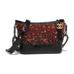 Chanel Orange:Black Sequins:Calfskin Gabrielle Small Hobo Bag