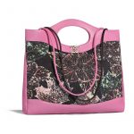Chanel Pink:Black Calfskin Printed Chanel 31 Medium Shopping Bag