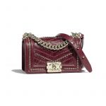 Chanel Red Crumpled Calfskin Studded Boy Chanel Small Flap Bag