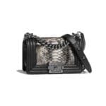 Chanel Silver:Black Python Boy Chanel Small Flap Bag