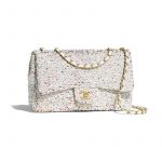 Chanel White Sequined Flap Bag