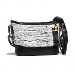 Chanel White:Black Sequins:Wool Gabrielle Small Hobo Bag