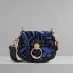 Chloe Black/Blue Woven Geometric Print Small Tess Bag