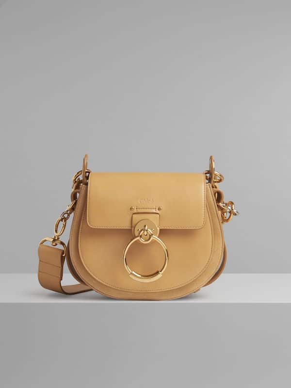 Chloe Small Nile Bracelet Bag Calfskin & Suede in Bleached Brown