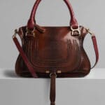 Chloe Sepia Brown Watersnake Print Marcie Top Handle Bag