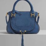 Chloe Vinyl Blue Suede Calfskin Marcie Top Handle Bag