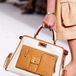 Fendi White/Tan Leather/Crocodiler Peekaboo Defender Bag - Spring 2019