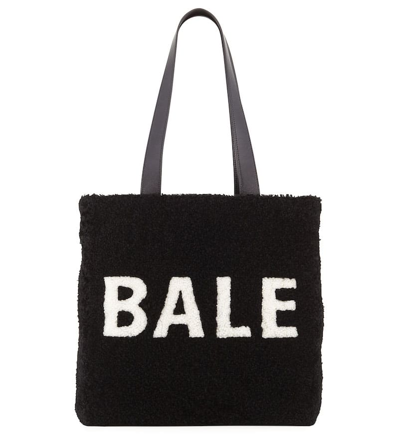 Balenciaga Shearling Logo Tote Bag