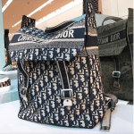 Dior Blue Oblique Canvas and Green Embroidered Backpack Bags 2 - Spring 2019